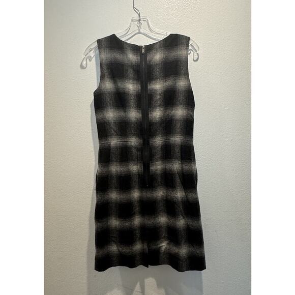 Ann Taylor Loft Size 4 Wool Blend Plaid Print Dress Academia Sleeveless Sheath - Picture 2 of 6